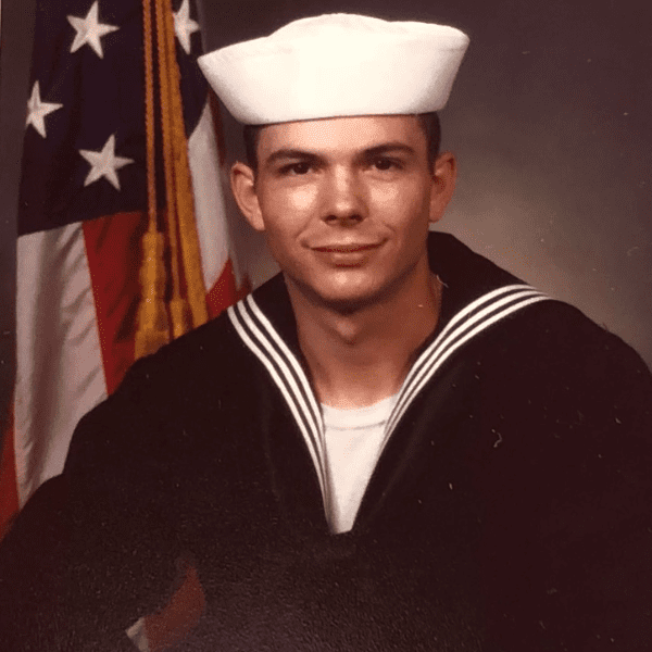 USN Bootcamp Photo wearing Service Dress Blues